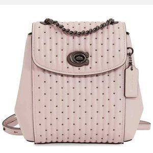 Coach Parker Convertible Backpack With Quilting And Rivets light pink NWT